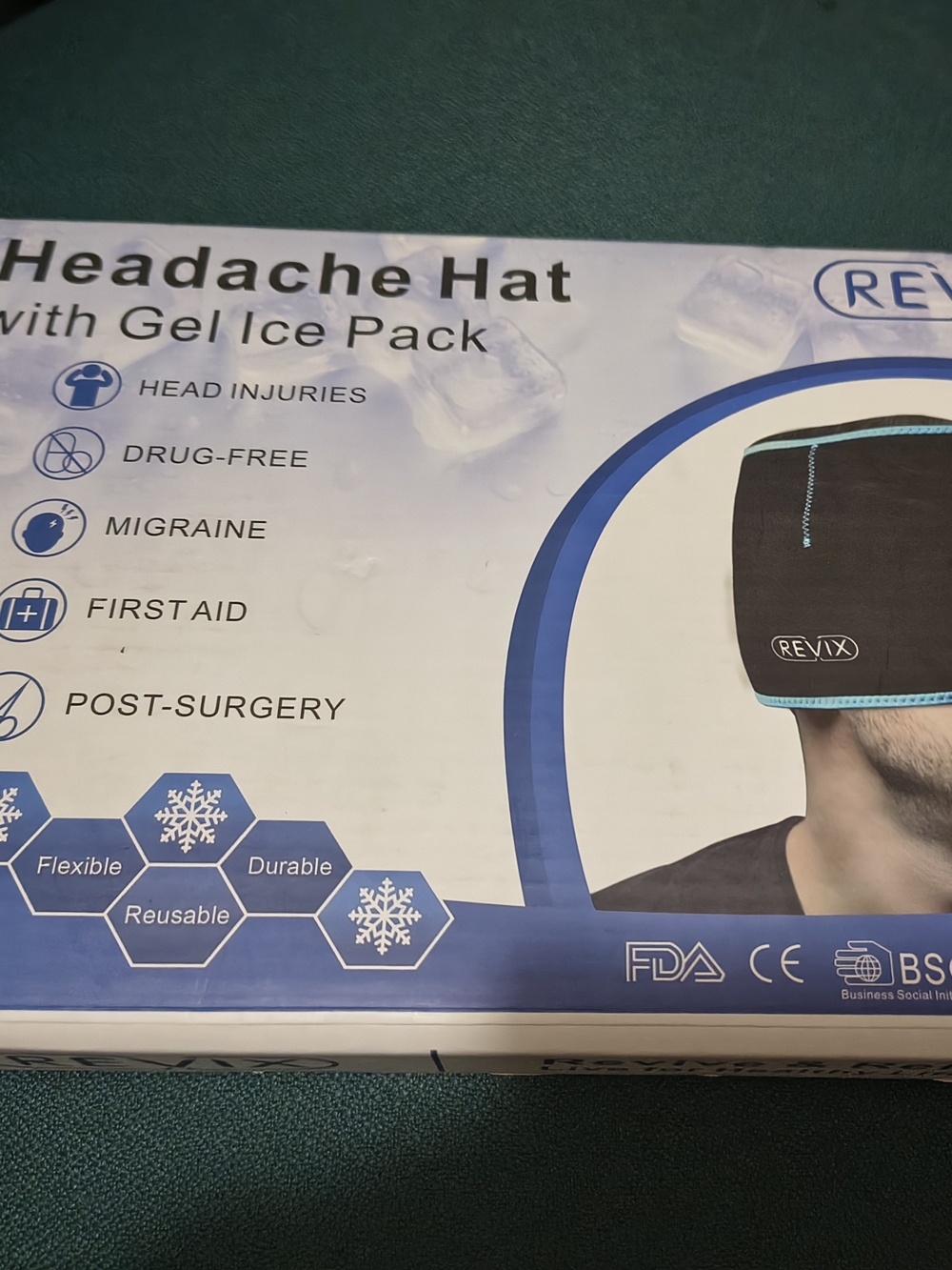 Headache Hat with Gel Ice Pack